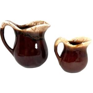 Brown Glazed Milk Creamers -McCoy USA -Set of 2 Vintage - VGC